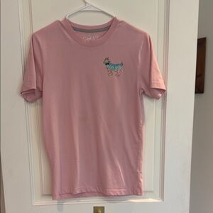 Pink Short Sleeve Tee with Embroidered Design